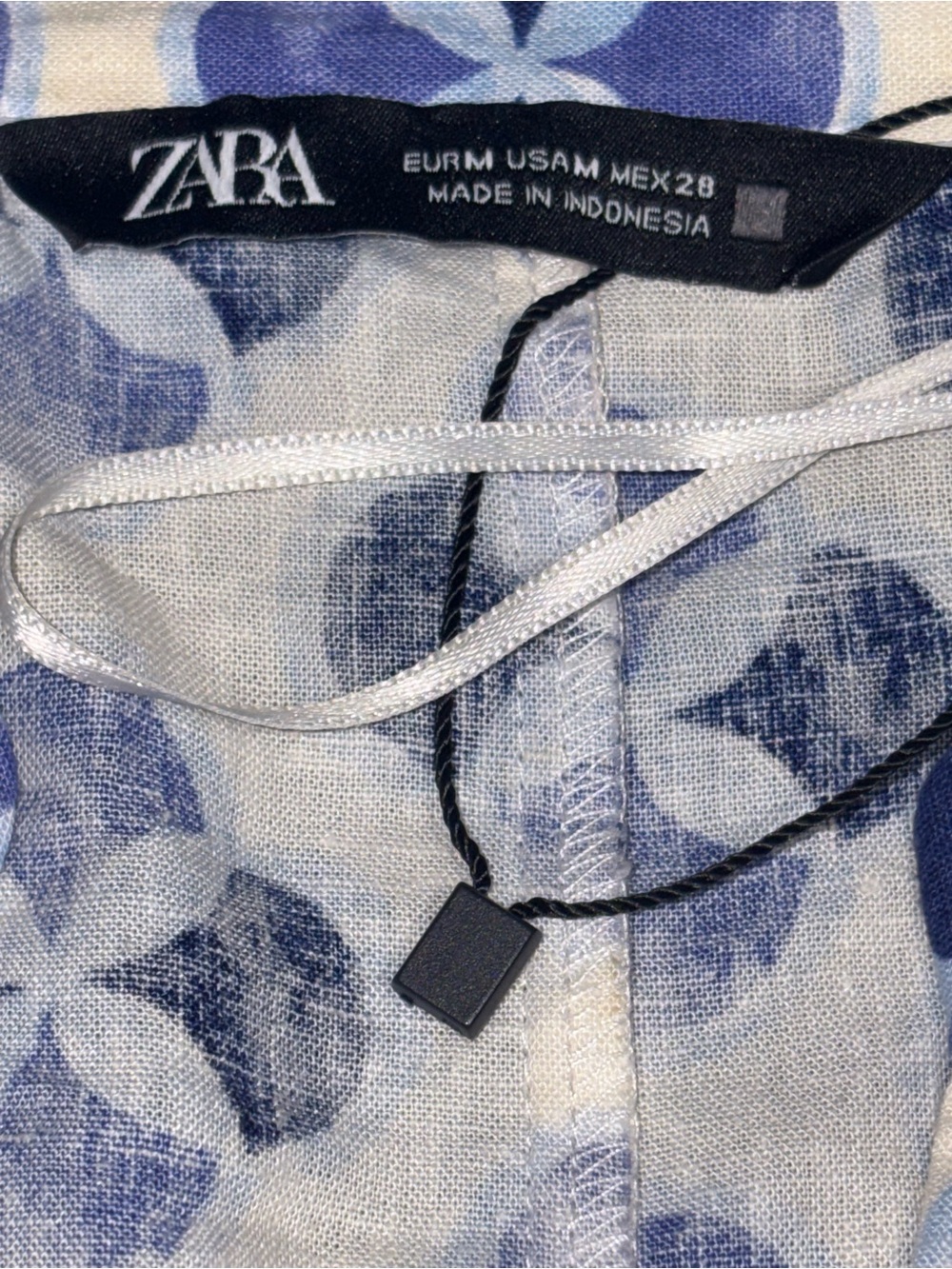 Zara Linen Geometric Flattering Shirt Dress Tie Waist Size M MSRP $110 NWOT - Picture 7 of 8